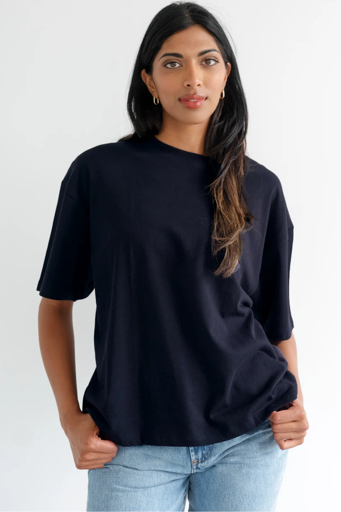 
Brunette the label boxy tee navy, Plus size tshirts winnipeg, 