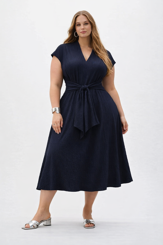 CURVE Tie Front Midi Dress