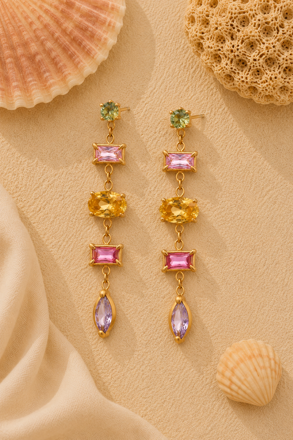 Multi Color Crystal Drop Earring