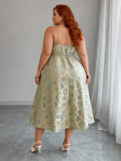 CURVE Jacquard Fit & Flare Midi Dress
