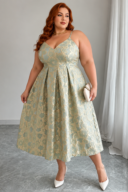 CURVE Jacquard Fit & Flare Midi Dress