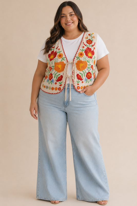 CURVE Embroidered Cropped Vest