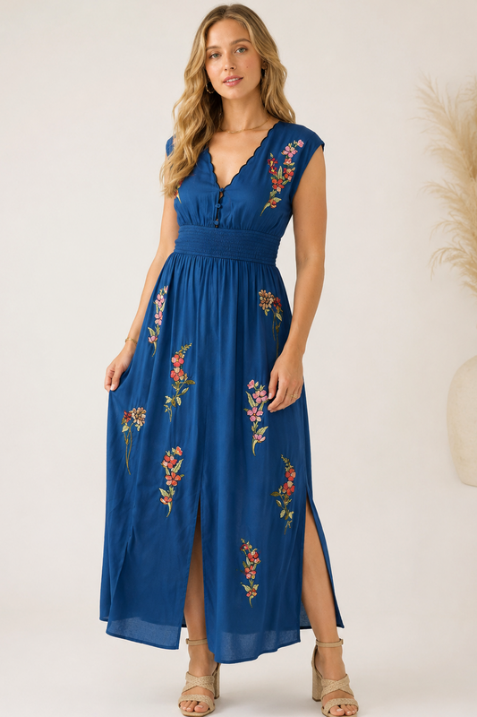 Embroidered Midi Dress