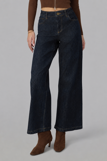 Colette Striped Wide Leg Jean (0-24W)