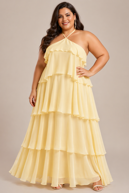 CURVE Tiered Halter Dress