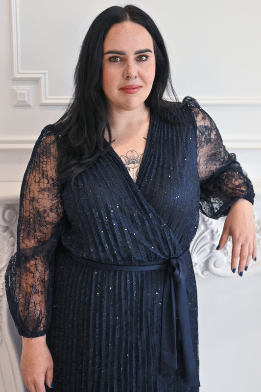 CURVE Lace Sequin Midi Dress