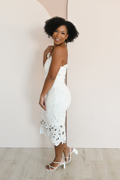 Lace Strapless Midi Dress (S-3X)