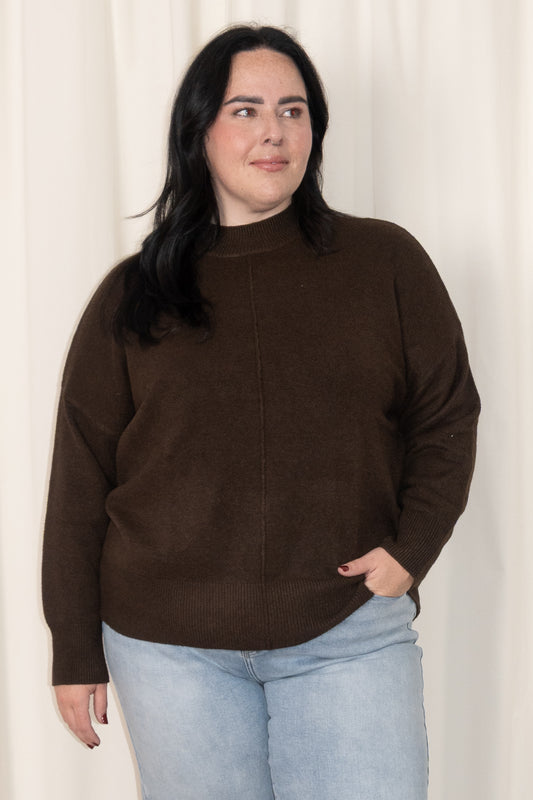 CURVE Chocolate Mock Neck Sweater