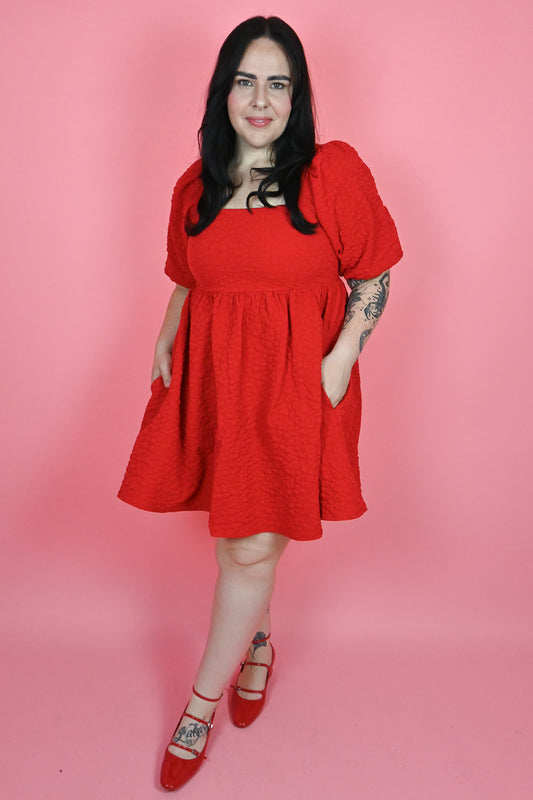 Plus size red mini dress