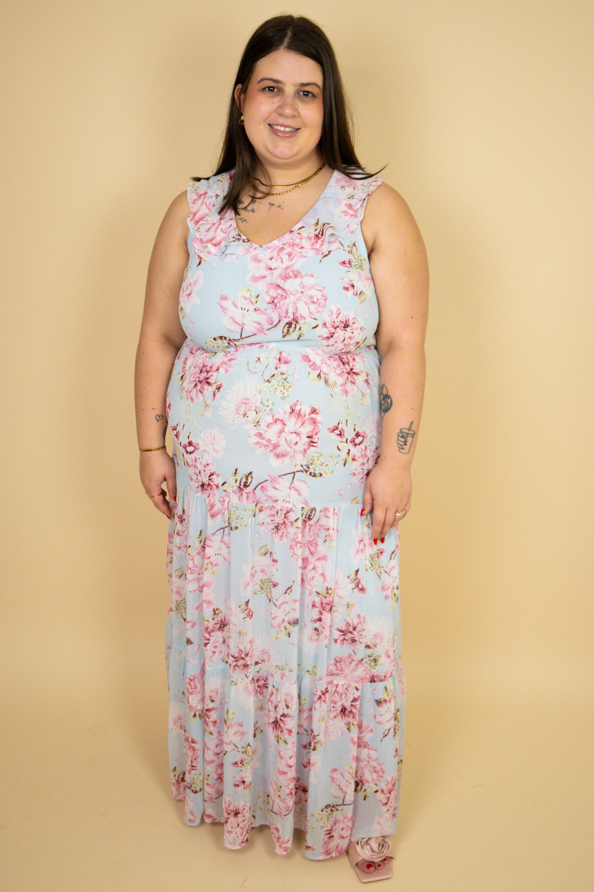 plus size blue floral maxi dress