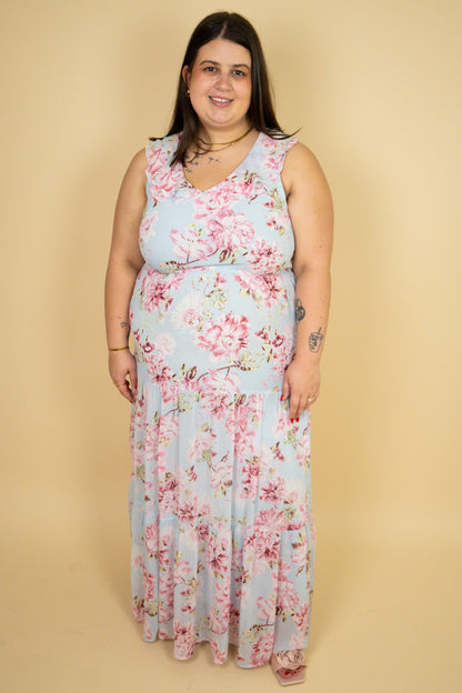 plus size blue floral maxi dress