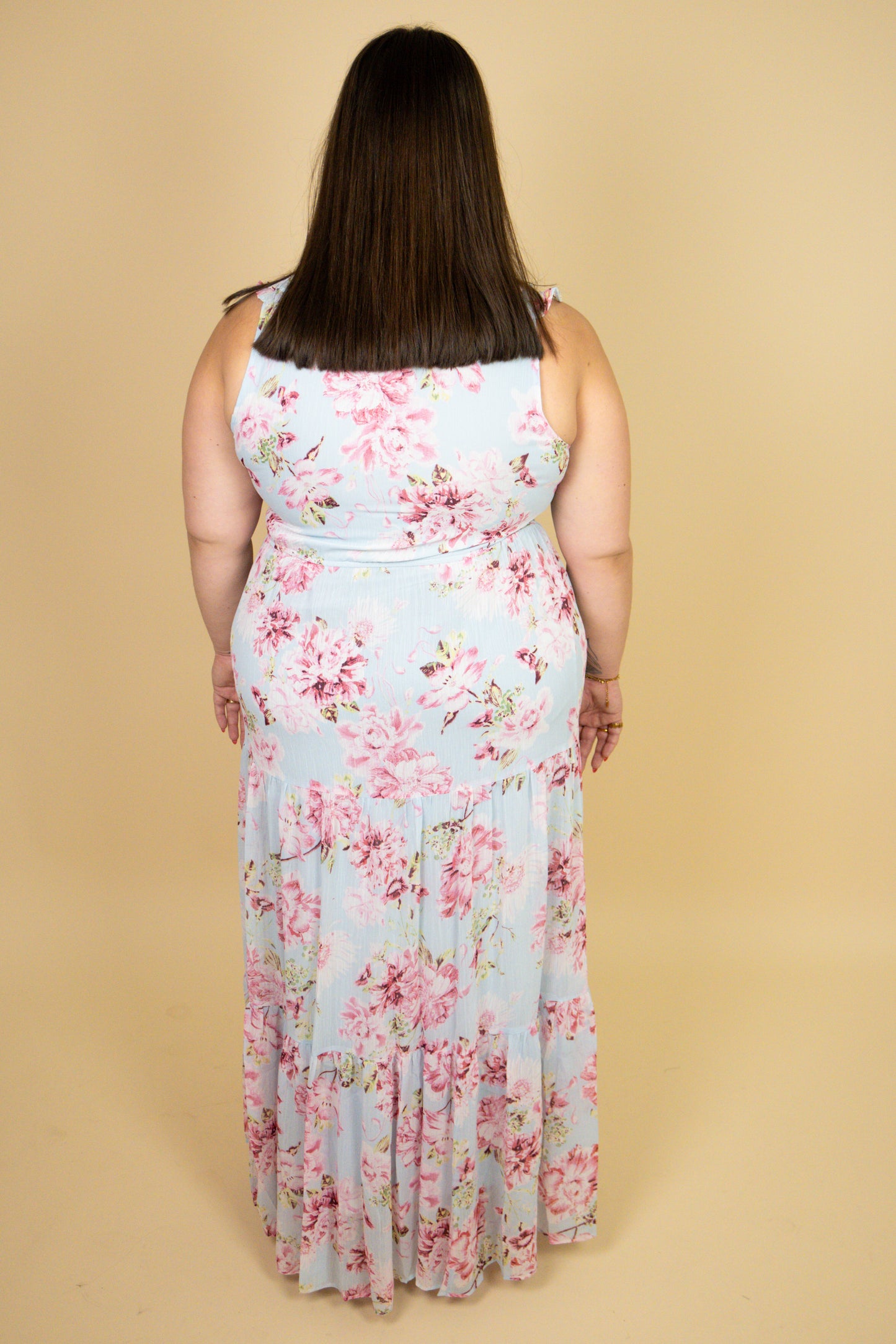 plus size blue floral maxi dress