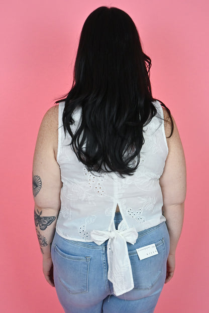 Apricot clothing eyelet tank wtih bow back