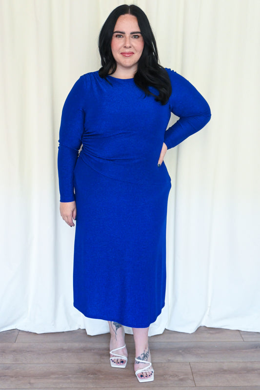 CURVE Shimmer Long Sleeve Midi Dress