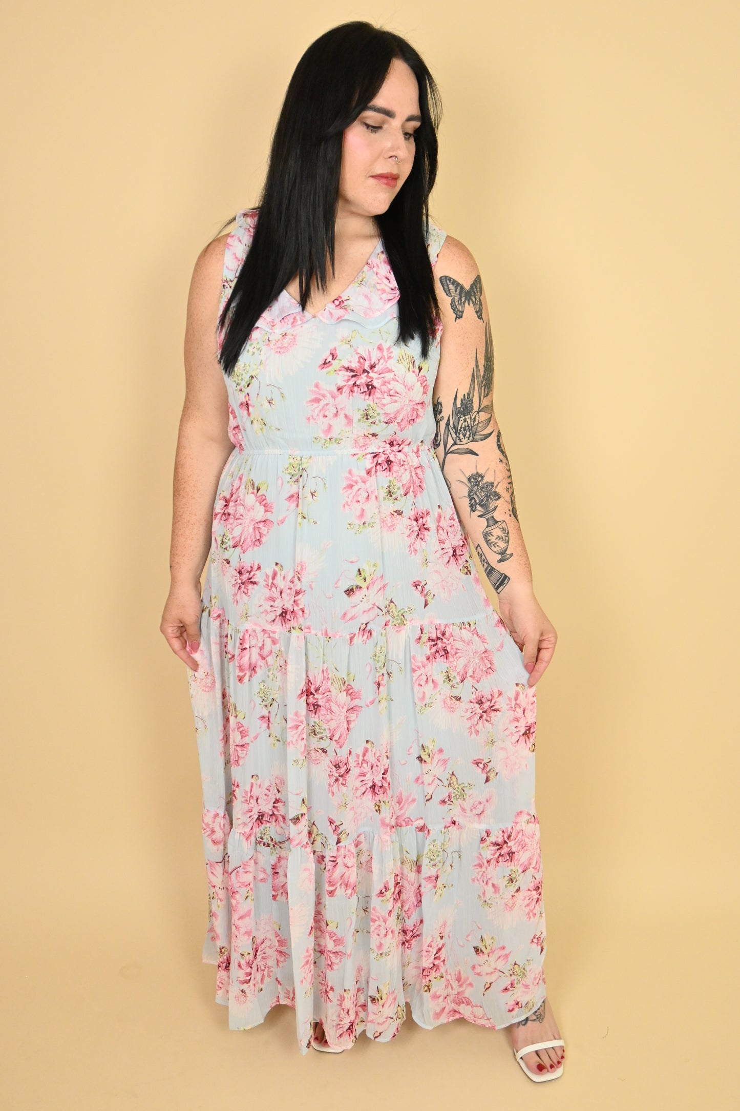 plus size blue floral maxi dress