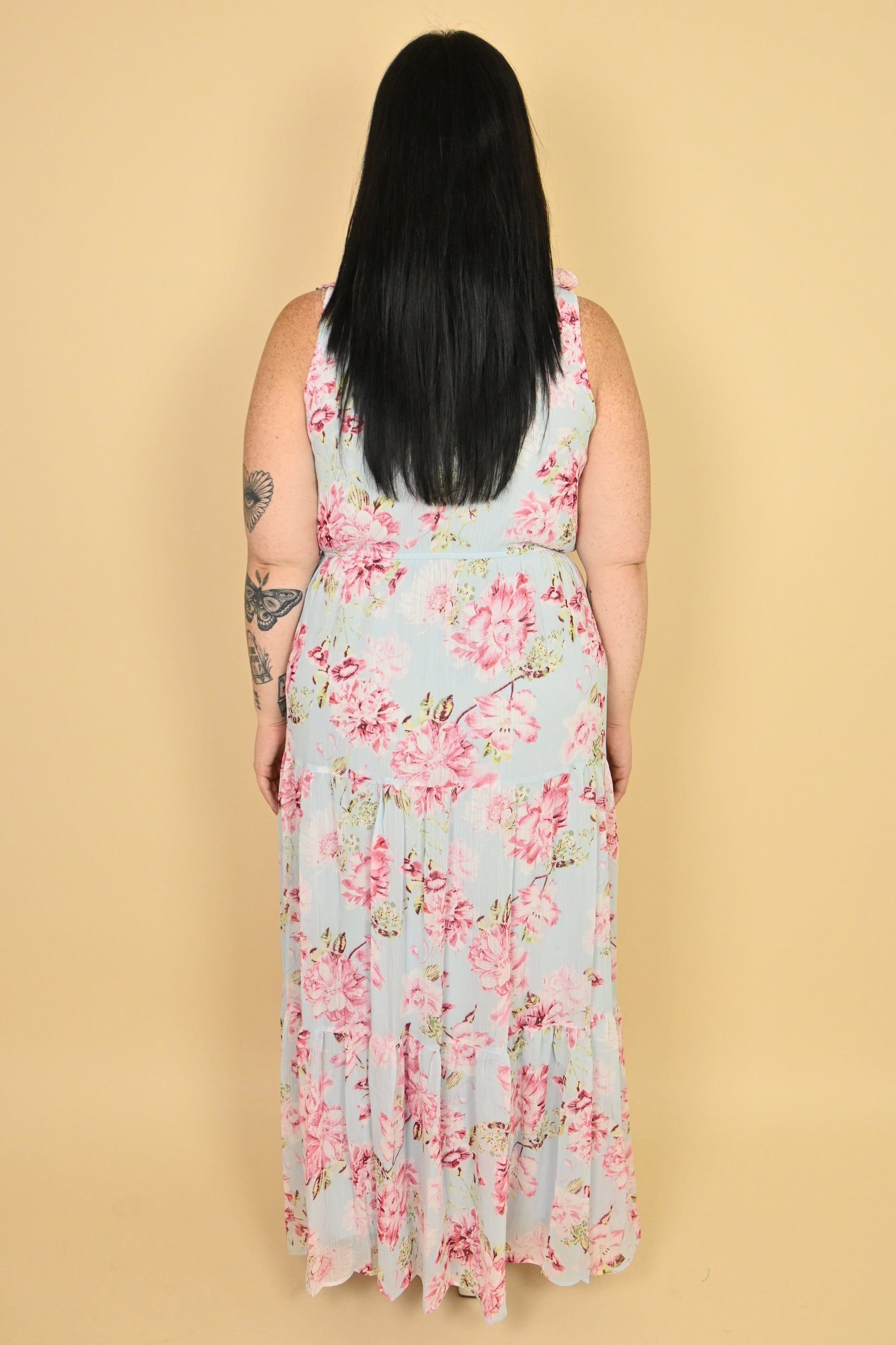 plus size blue floral maxi dress