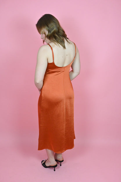 Apricot clothing rust  satin midi dress