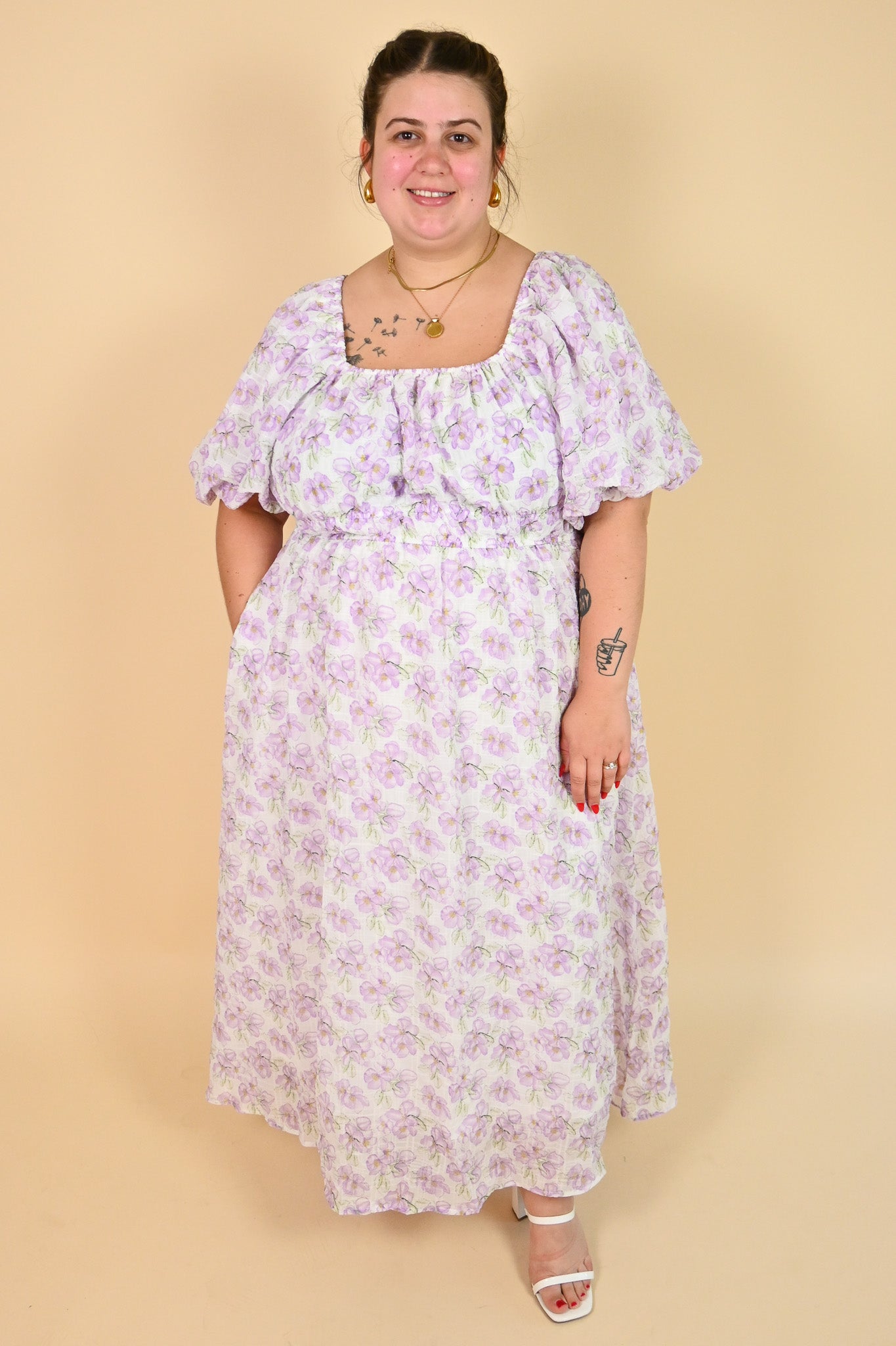 CURVE Lavender Floral Maxi Dress