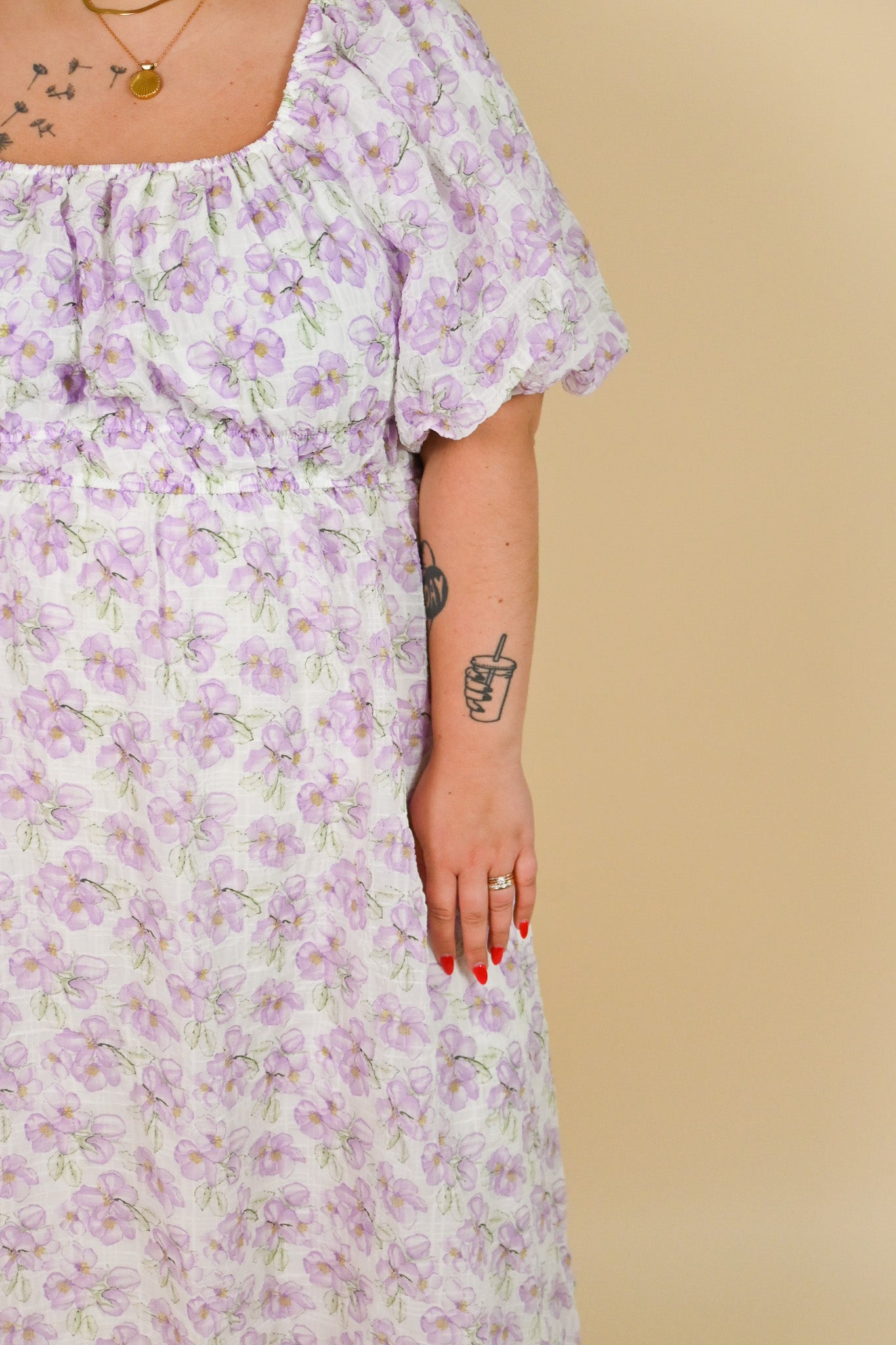 CURVE Lavender Floral Maxi Dress 3X Purple