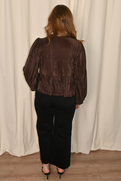 Long sleeve Tie-front Top (S-3X)