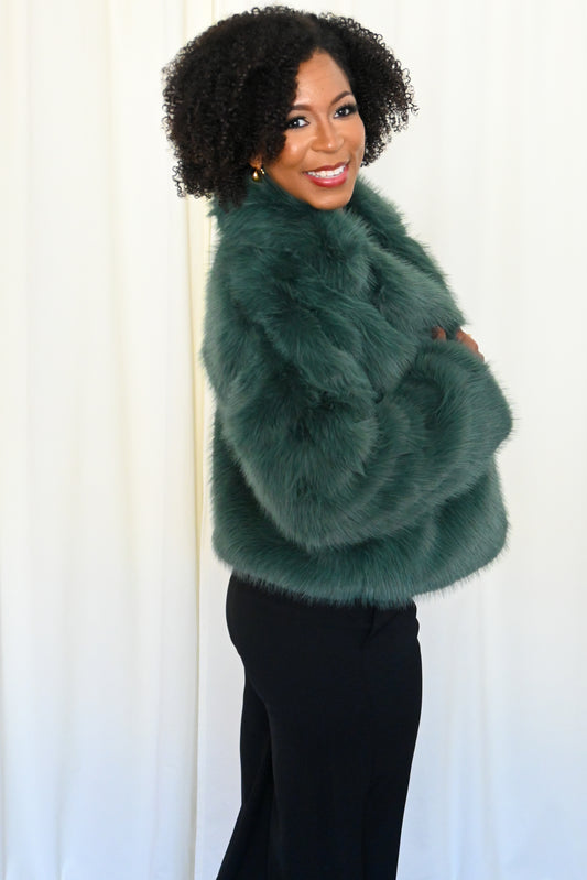 Green Faux Fur Coat