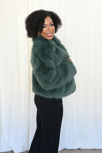 Green Faux Fur Coat