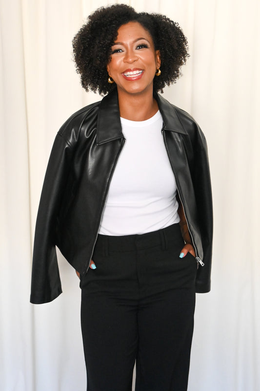 Faux Leather Zip Jacket