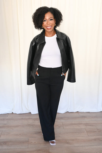 Faux Leather Zip Jacket