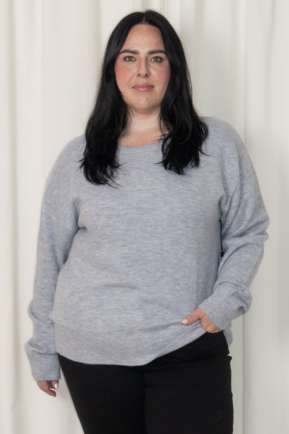 Oversized Knit Crew (S-XXXL ; Grey & Black)