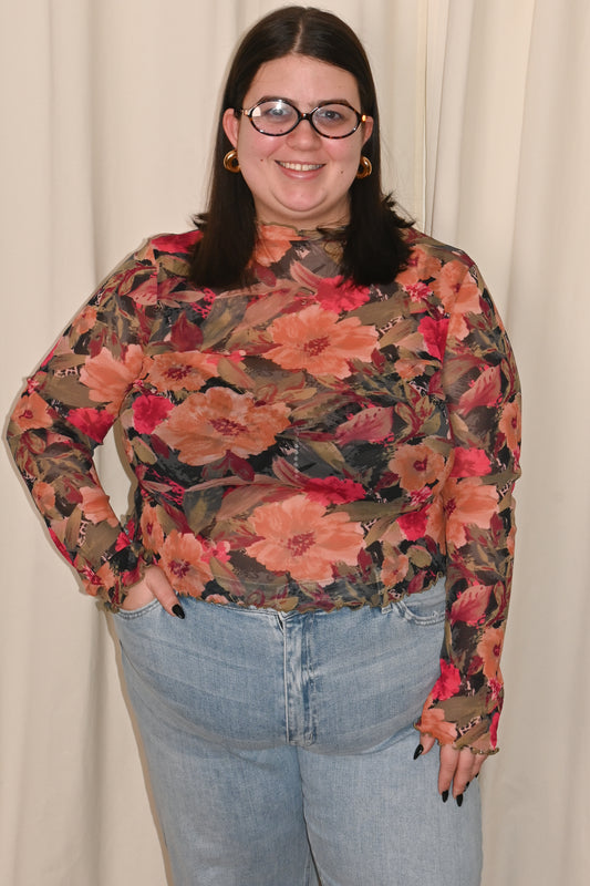 CURVE Floral Mesh Top