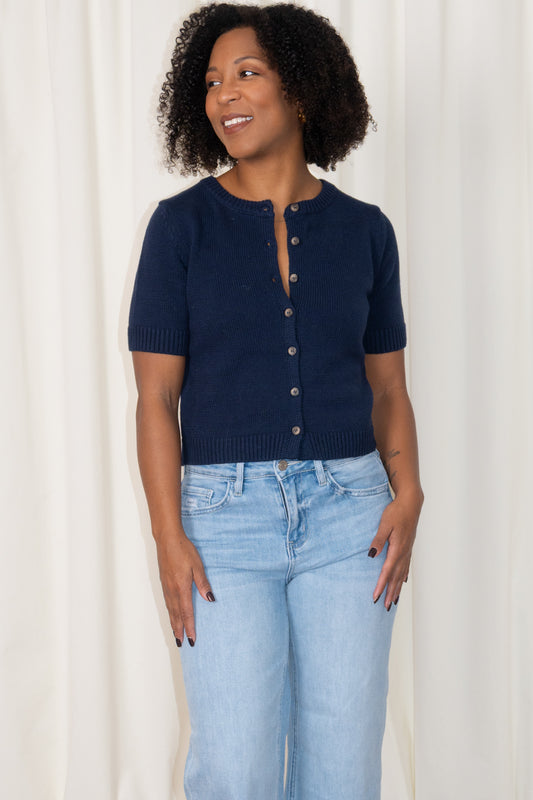Short Sleeve Fine knit cardigan