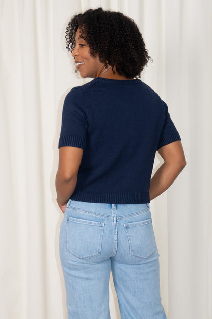 Short Sleeve Fine knit cardigan