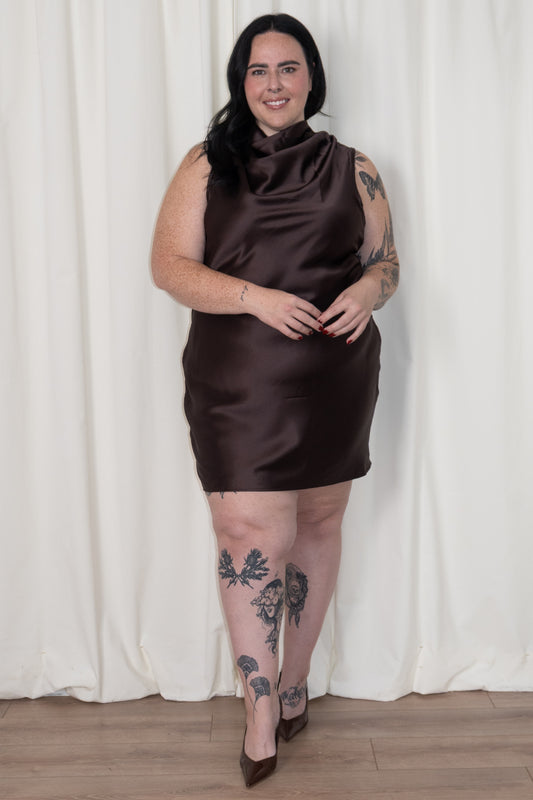 Cowl Neck Mini Dress (S-3X)