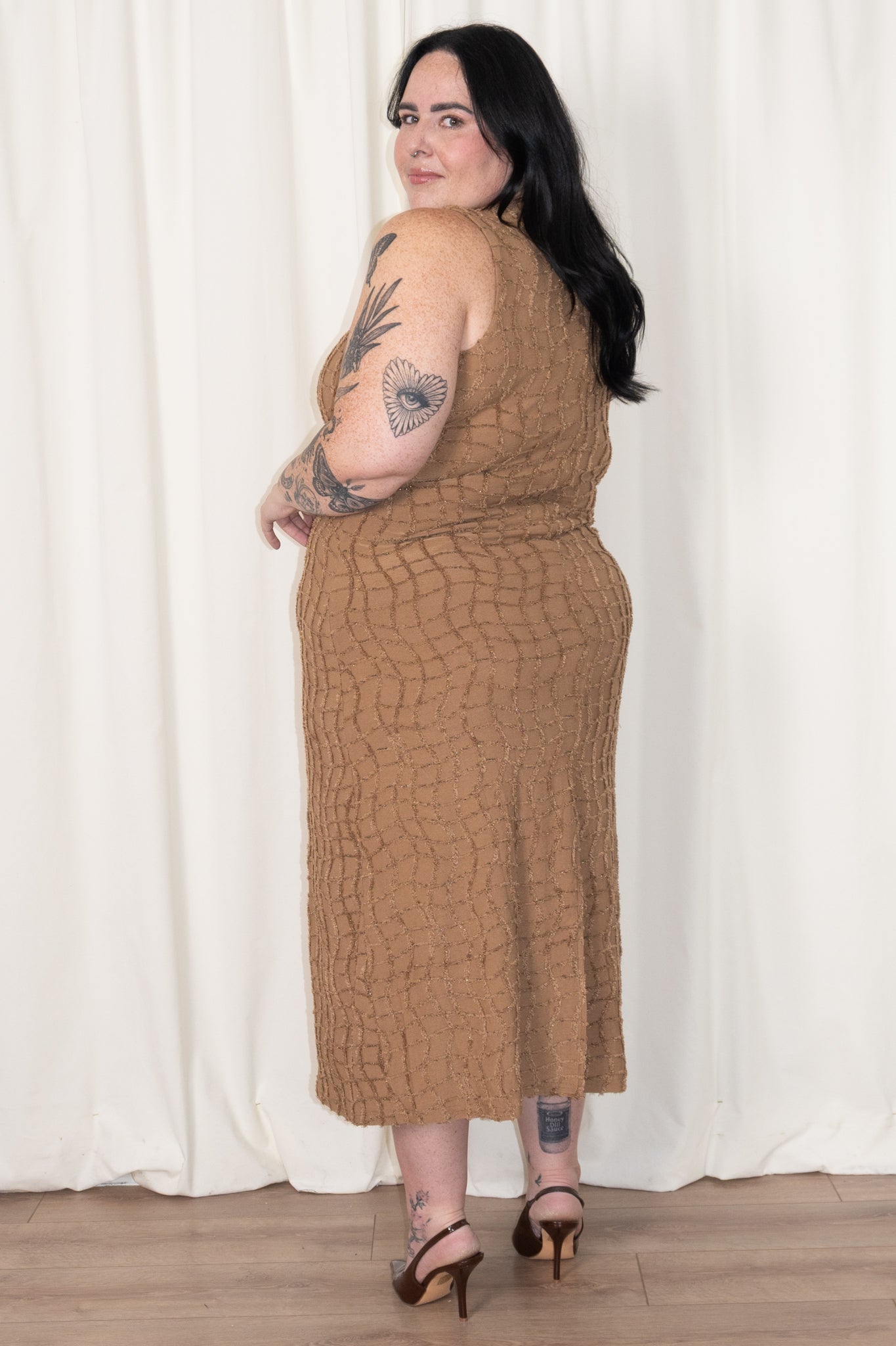 Textured Lurex Midi Dress (S-3X)