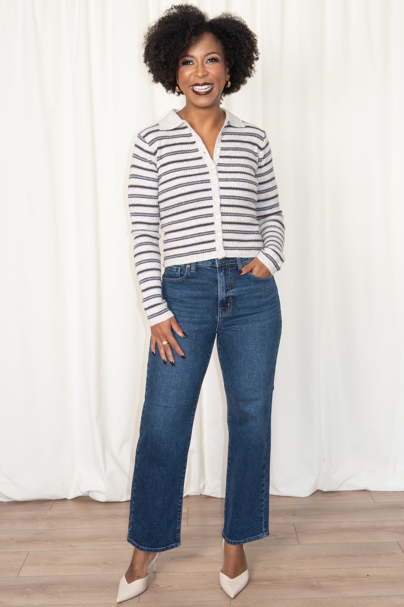 Striped Button Up Knit