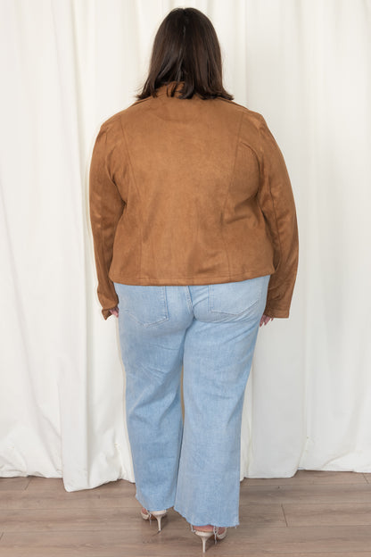 Faux Suede Moto Jacket (S-2X)