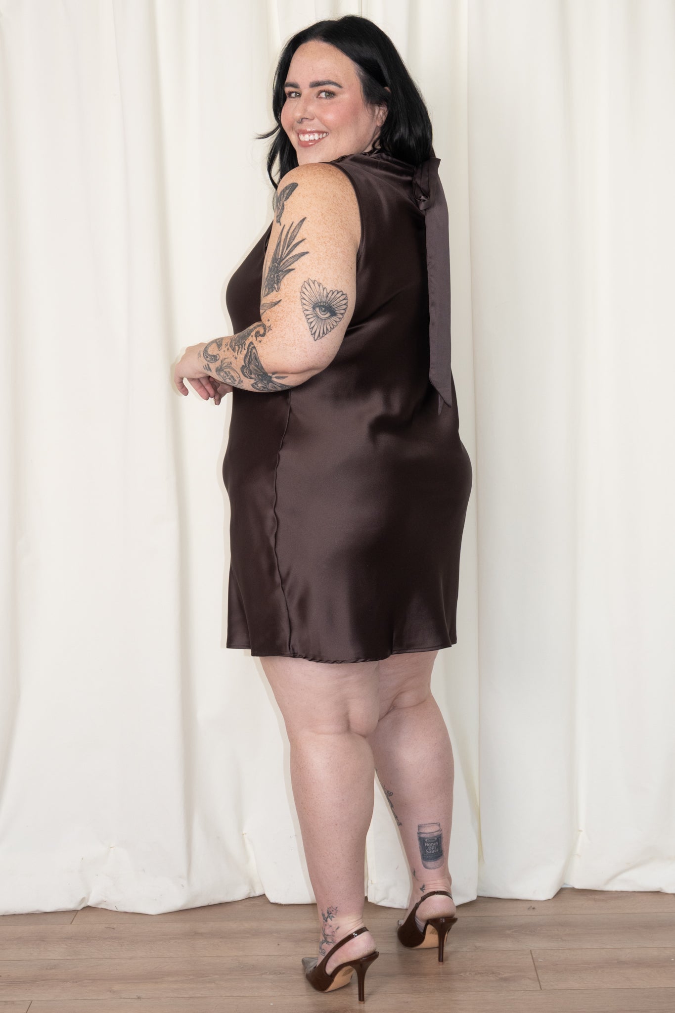 Cowl Neck Mini Dress (S-3X)