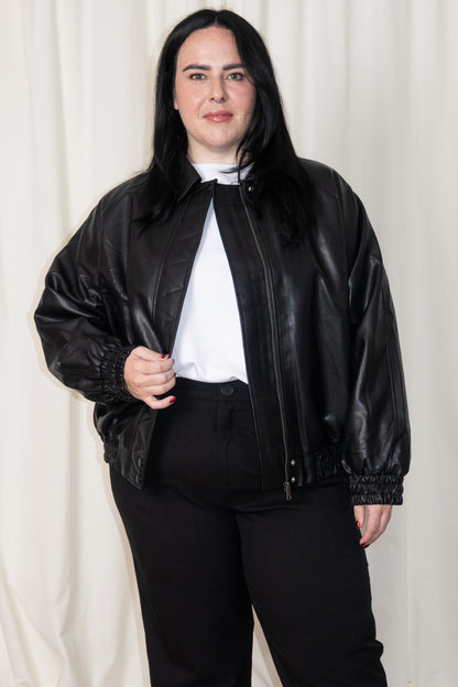Oversized Vegan Leather Bomber