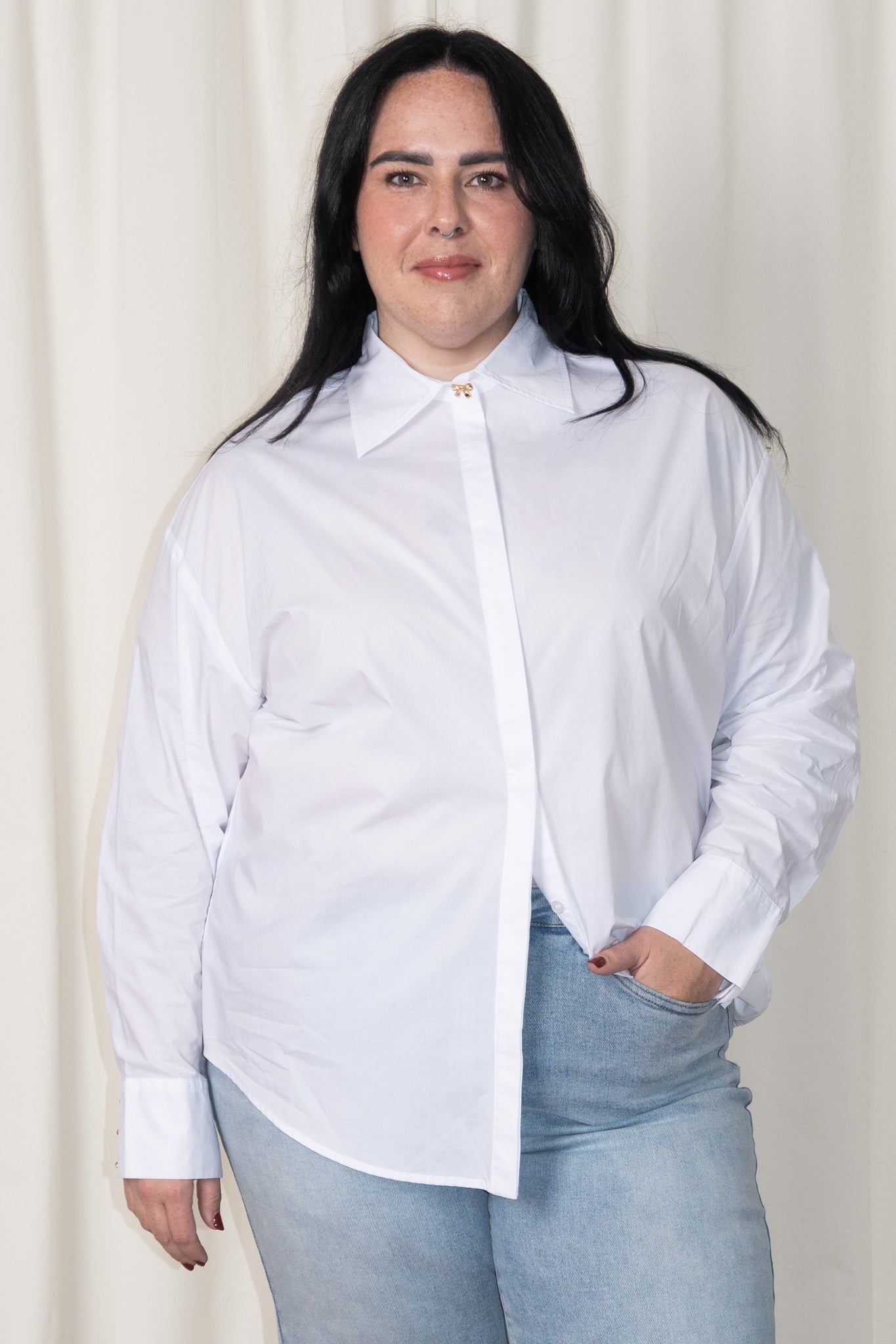 CURVE Bow Poplin Blouse