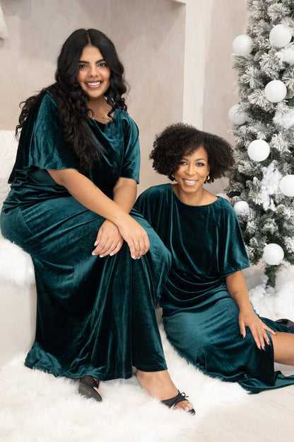 Velvet Cape Maxi Dress (S-3X)