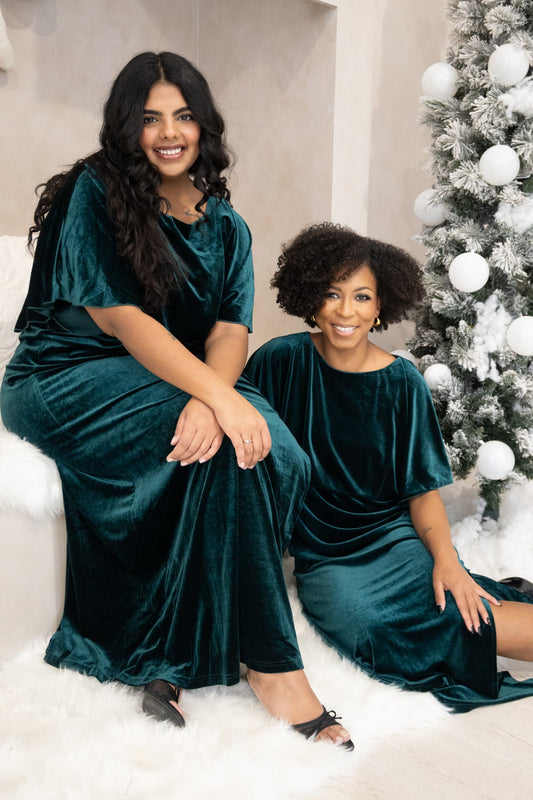 Velvet Cape Maxi Dress (S-3X)