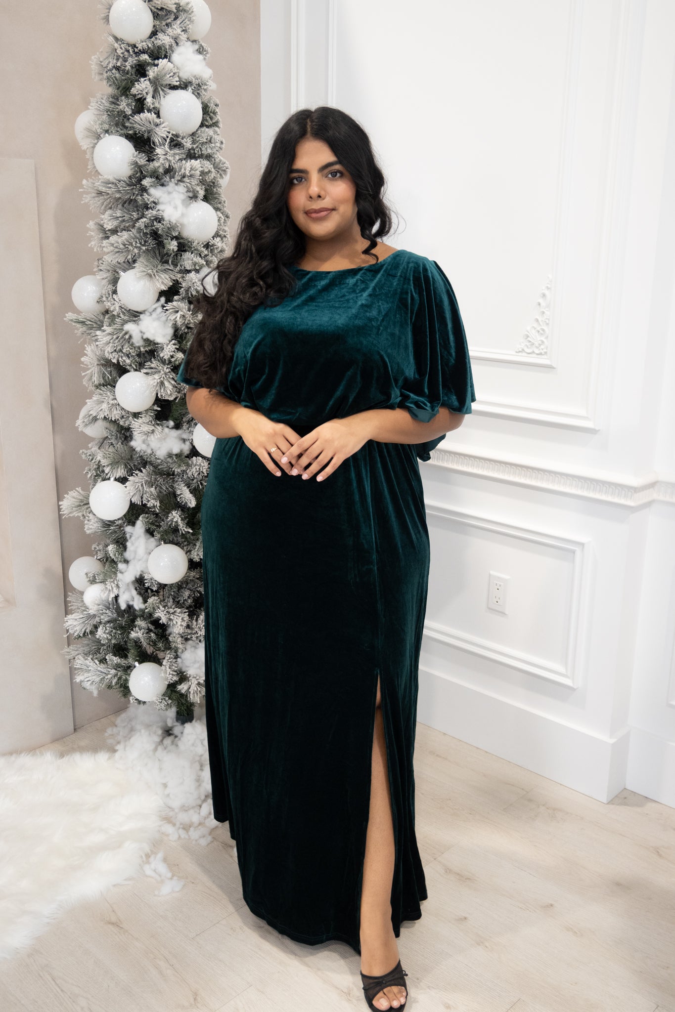 Velvet Cape Maxi Dress (S-3X)