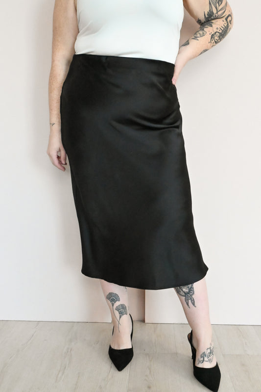 Midi Satin Slip Skirt (S-3X)