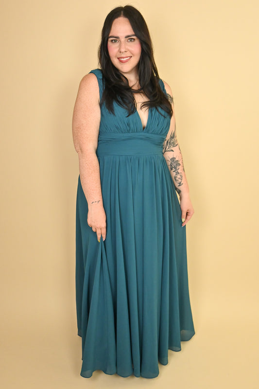 Plus size teal bridesmaid dress 