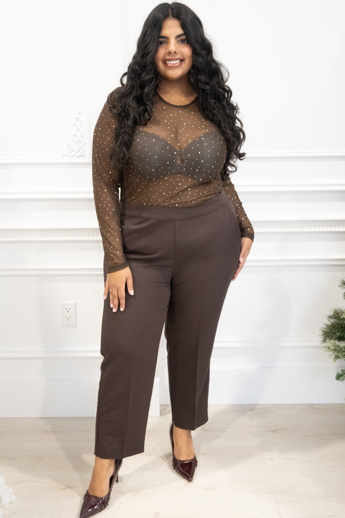 CURVE Mesh Rhinestone Top