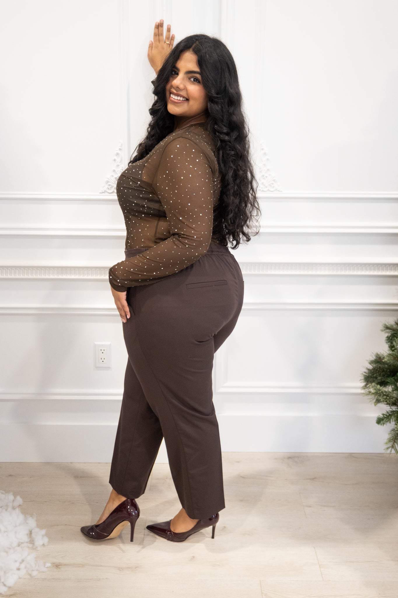 CURVE Mesh Rhinestone Top