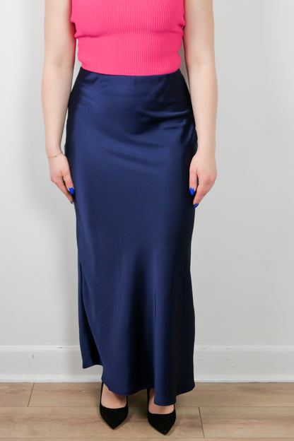 Navy Maxi Skirt, Plus size satin slip skirt, Plus size skirts 