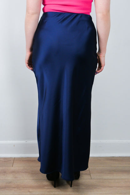 Navy Maxi Skirt, Plus size satin slip skirt, Plus size skirts 