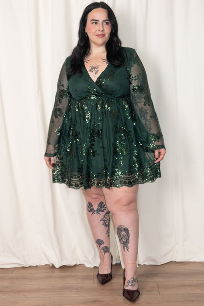 CURVE Lace Bell Sleeve Mini Dress (2 colors)