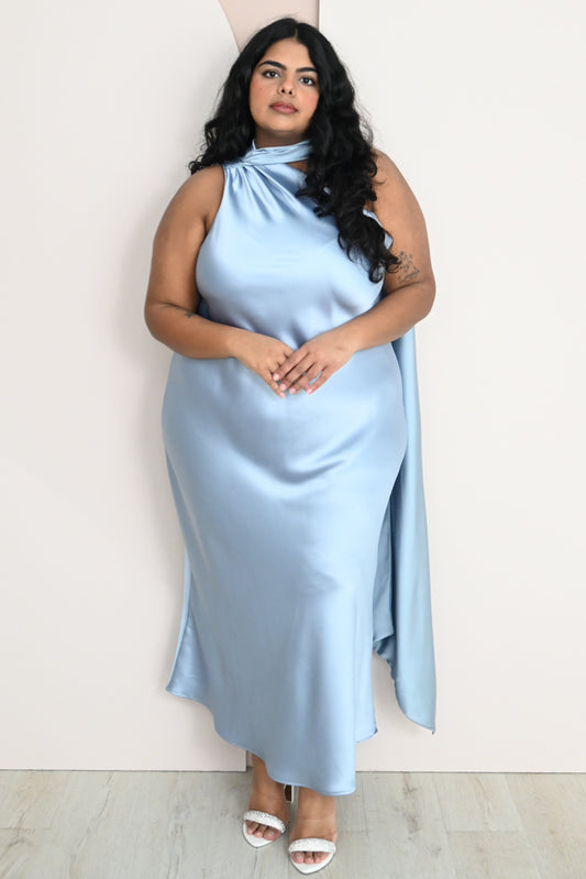 CURVE One Shoulder Satin Midi Dress